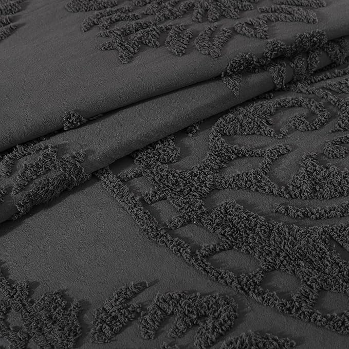 Beatrice Home Fashions Medallion Chenille Bedspread, King, Charcoal