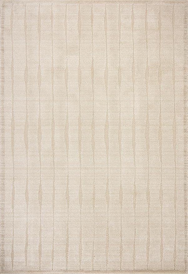 Loloi Chris Loves Julia Calvin Collection CLV-02 Ivory/Oatmeal 2'-7" x 10'-0" Runner Rug Checkered Neutral Soft Living Room Bedroom Carpet