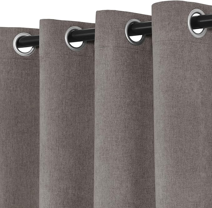 Macochico Extra Wide 100% Blackout Chenille Curtains 100" Wx96 L Thermal Drapes for Sliding Door Living Room Bedroom Auditorium Hotel Stone Grey Curtains Grommet Top with Tieback Classic 1 Panel