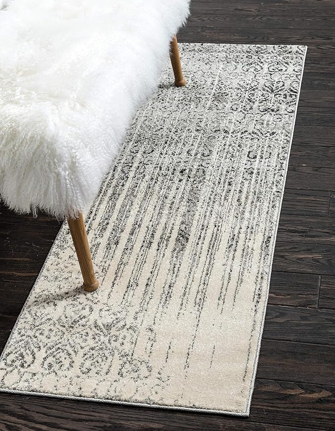Unique Loom Del Mar Collection Area Rug - Jennifer (2' 7" x 10' Runner, Gray/ Black)