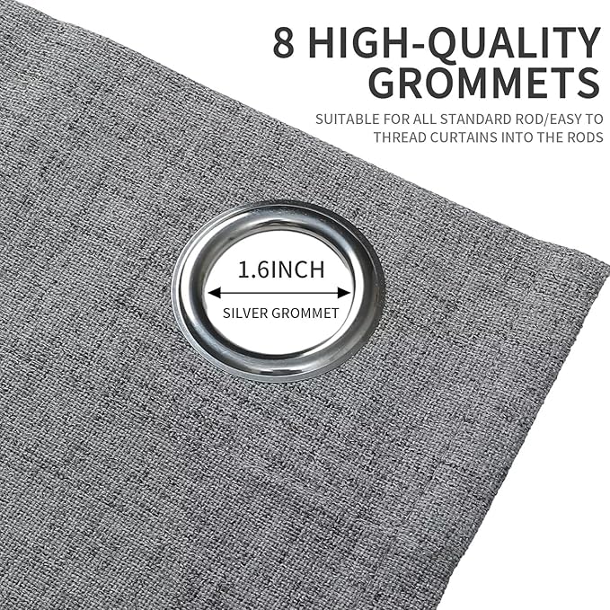 Joydeco Custom Light Grey Textured Total Blackout Curtain for Bedroom and Living Room. Grommet Textured Thermal Insulated Room Darkening Curtain 1 Panel (Custom Size and Color)