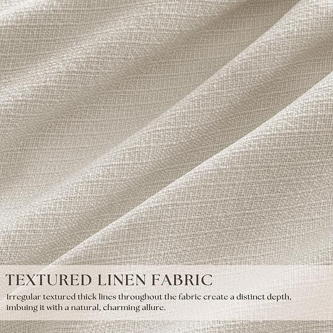 100 Inch Blackout Linen Curtains Pinch Pleated Back Tab Dual Layer Thermal Inslulated Room Darkening 100% Black Out Curtains 2 Panels for Sliding Glass Door Bedroom Living Cream Ivory Window Drapes