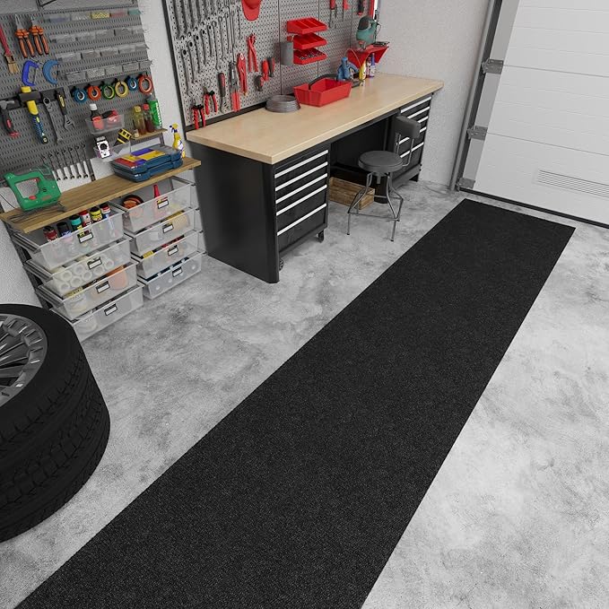 Ottomanson Commercial Scrape Rib Entry Mat – Heavy Duty Ribbed Floor Mat for High Traffic – Non Slip Rubber Back, Waterproof – Indoor Outdoor Use for Offices, Schools, Lobbies, 2' x 20', Black