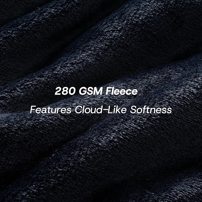 Luxury Fleece Warm Throw Blanket, Soft Lightweight Velvety Plush Throw for Couch and Bed, Cozy Comfy for All Seasons(Black, 50×70 Inches)