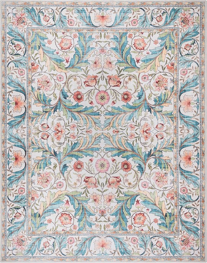 Gertmenian Indoor Boho Area Rug | Home Decor for Entryway, Bedroom, Living Room, Office, Kitchen | Non Slip, Soft, Printed Accent Rugs | Altair, Ivory, 8x10 Large, 24506