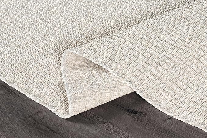 Easy Jute Runner Rug 2x7 Indoor Outdoor Natural Rugs Solid Fiber Rug Woven Area Rug Boho Easy Clean Inside Carpet for Living Room Bedroom Dining Room Hallway or Outdoor Patio Porch (2 X 7 Bone)