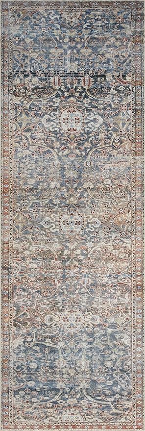 Loloi Chris Loves Julia Jules Collection JUL-06 Denim/Spice 9'-6" x 14', .13" Pile Height, Area Rug