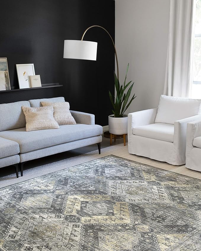 Loloi Skye Collection SKY-09 Graphite/Silver 7' x 9' Oval Area Rug