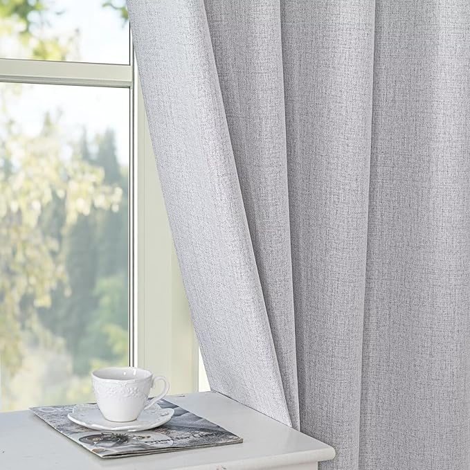 100% Blackout Curtains for Living Room, 108 Inch Curtains 2 Panel Set Light Blocking, Back Tab & Rod Pocket Thermal Insulated Drapes Bedroom Windows Home Decor(52W × 108L inch, Off-White)