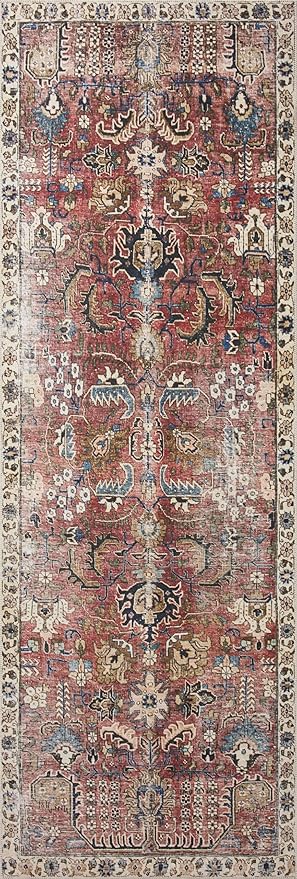 Loloi Chris Loves Julia Jules Collection JUL-01 Merlot/Multi 2'-6'' x 9'-6'', .13" Pile Height, Runner Rug