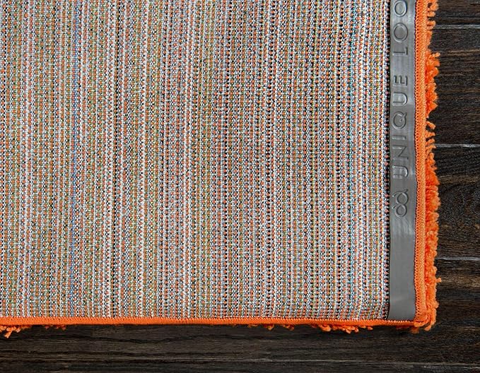 Unique Loom Solid Shag Collection Area Rug (10' x 13' Rectangle, Tiger Orange)