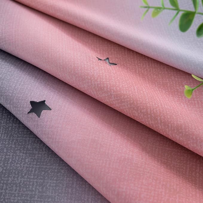 XiDi Curtains for Bedroom Decor, Rainbow Pink-Grey-52-90