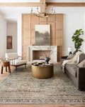 Loloi Layla Collection LAY-03 Olive/Charcoal 7'-6" x 9'-6" .13" Thick Area Rug, Soft, Durable, Vintage Inspired, Distressed, Low Pile, Non-Shedding, Easy Clean, Printed, Living Room Rug