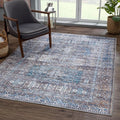 Bloom Rugs Washable 4' x 6' Rug - Slate Gray/Blue Traditional Area Rug for Living Room, Bedroom, Dining Room, and Kitchen - Exact Size: 4' x 6'