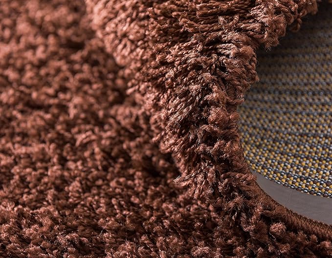 Unique Loom Solid Shag Collection Area Rug (2' 6" x 19' 8" Runner, Chocolate Brown)