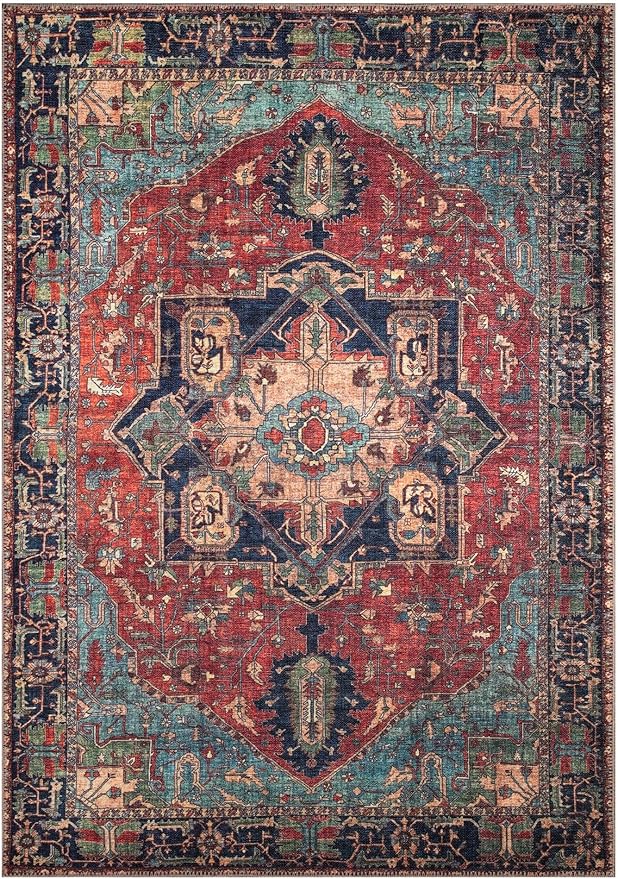 Keen Home Design 3x5 Rug - Machine Washable Entry Rug with Non-Slip Backing, Ideal for Enteryway, Kitchen, Bathroom, Laundry Room - Vintage, Easy Clean, Durable, Low Pile Rug - (3' x 5')