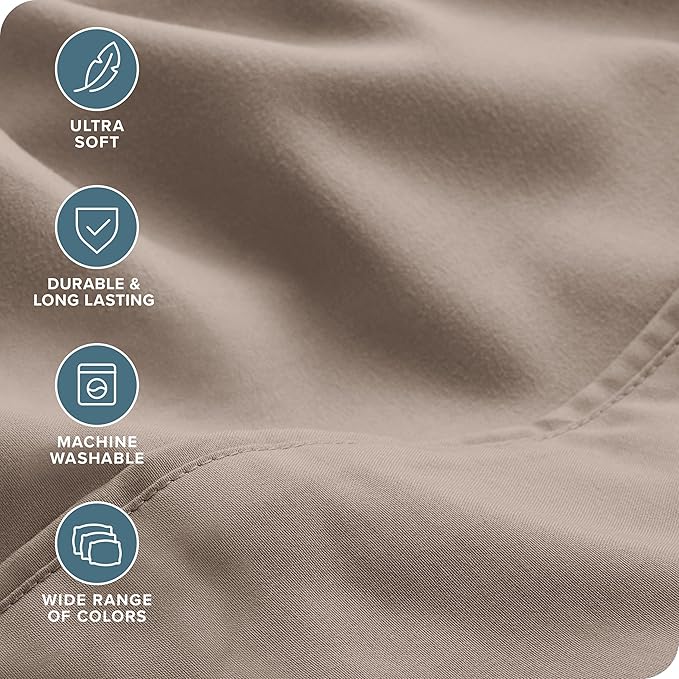 Bare Home Hotel Luxury Full XL Sheet Set, Extra Soft - 6 Piece Set - Deep Pockets - Easy Fit - Cooling & Breathable - Wrinkle, Fade, Stain Resistant - Includes 4 Pillowcases (Full XL, Taupe)