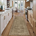 Brown 2x6 Runner Rug Hallway Non Slip Kitchen Vintage Distressed Long Carpet Indoor Machine Washable Traditional Floral Bedroom Accent Throw Rug for Office Laundry Bathroom Dining Living Room