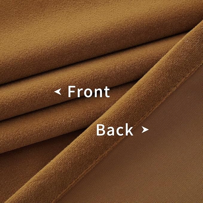 Joydeco Camel Brown Velvet Curtains 84 inch Length 2 Panels, Luxury Blackout Rod Pocket Thermal Insulated Window Curtains, Super Soft Room Darkening Drapes for Living Room Bedroom,W52 x L84 inches