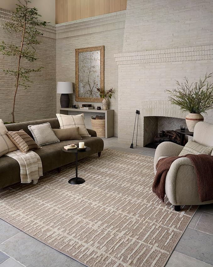 Loloi Amber Lewis Bexley Collection BEX-02 Taupe/Natural 2'-7" x 12'-0" Runner Rug Neutral, Textured, Living, Bedroom, Dining, Carpet