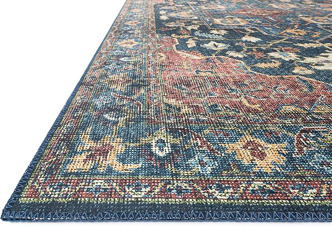Loloi Skye Collection SKY-08 Denim/Brick 6'-0" x 6'-0" Round Area Rug