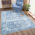 Bloom Rugs Washable Non-Slip 5' x 7' Rug - Blue Traditional Area Rug for Living Room, Bedroom, Dining Room, and Kitchen - Exact Size: 5' x 7'