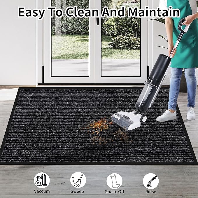 Front Door Mat Indoor Outdoor Entrance, 36" x 60" All-Season Heavy Duty Waterproof Doormat, Non-Slip Absorbent Entryway Mat, Easy to Clean, Low Profile Commercial Floor Mat for Indoor Outdoor