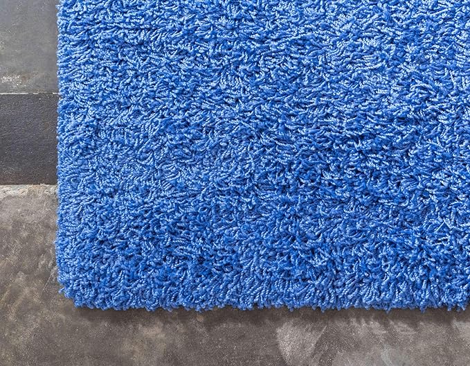 Unique Loom Solid Shag Collection Area Rug (4' 1" x 6' 1" Rectangle, Periwinkle Blue)