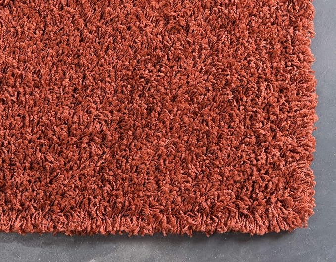 Unique Loom Solid Shag Collection Area Rug (2' 6" x 16' 5" Runner, Terracotta)