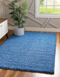 Unique Loom Solid Shag Collection Area Rug (8' x 11' Rectangle, Periwinkle Blue)