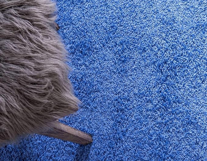 Unique Loom Solid Shag Collection Area Rug (4' 1" x 6' 1" Rectangle, Periwinkle Blue)