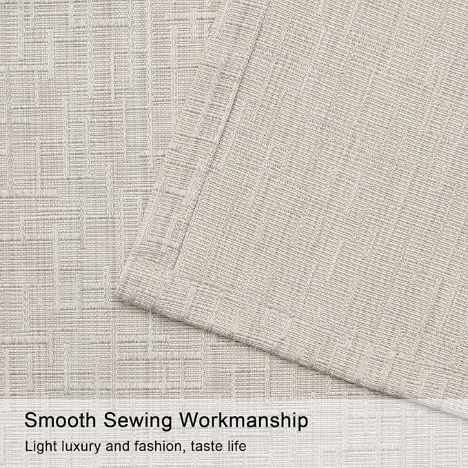 Linen Curtains 166 inch Length 2 Panels for High Ceiling Extra Long Thick Faux Linen Window Drapes Burlap Textured Curtains with Grommet for 2 Story High Living Room (52x166 Beige)