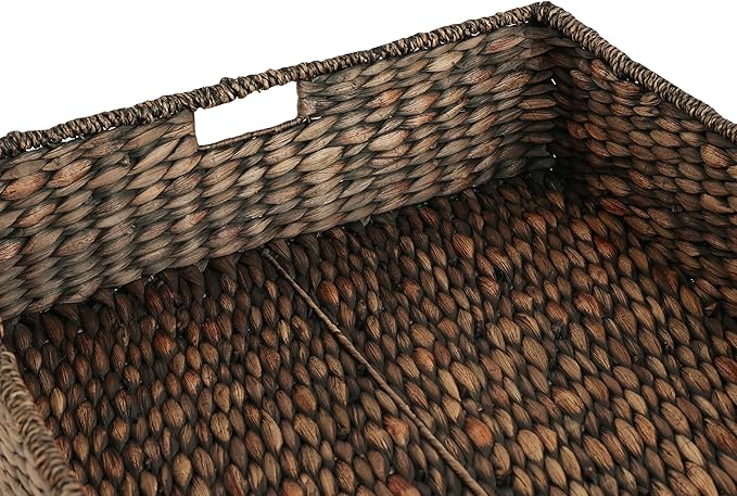 happimess BSK2015B-SET2 Holden 30" Classic Costal Hand-Woven Hyacinth Wicker Under Bed Storage Basket with for Storage and Decoration in Bathroom, Bedroom, Closet, Entryway, Brown (Set of 2)