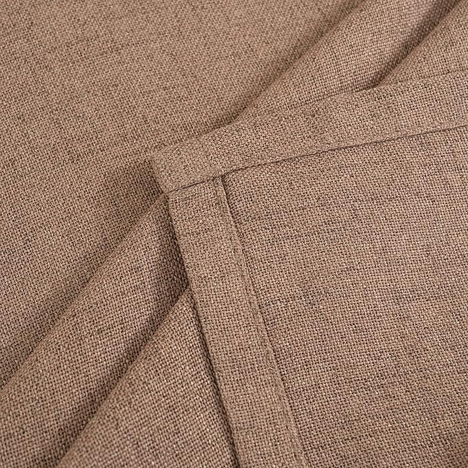 YoungsTex Mocha Brown Linen Curtains 95 Inch Length for Living Room, Light Filtering Drapes with Grommet Semi Sheer Floor Length for Dining Bedroom Window, 2 Panels, 52 X 95 Inch