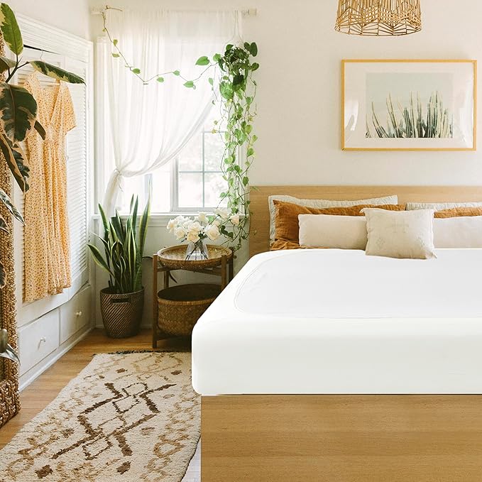 Biscaynebay Decorative Box Spring Cover Full & Full XL Size, Ivory Luxurious Jersey Knitting Stretchy Wrap Around 4 Sides Bed Skirt for Home/Hotels, Easy Fit Wrinkle Free Machine Washable