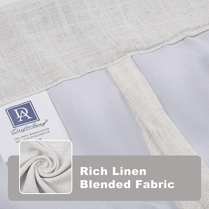 DriftAway Double Layer Linen Blackout Tie Up Curtains Thermal Insulated Fully Lined Balloon Roman Shade Bathroom Window Adjustable Rod Pocket for Small Window 25 Inch by 47 Inch Ivory