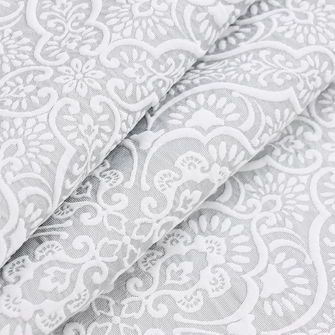 Superior 3 Piece Bedspread Set, Home Bed Decor, Decorative Bed Spread, 2 Pillow Shams, Medium Weight Blanket, Floral Matelasse Coverlet, Bedding Essentials, Enzy Collection, California King, Silver
