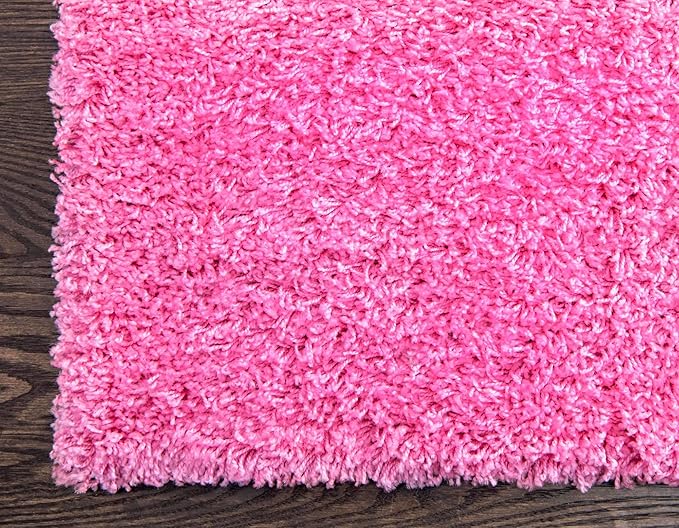 Unique Loom Solid Shag Collection Area Rug (2' 7" x 10' Runner, Taffy Pink)