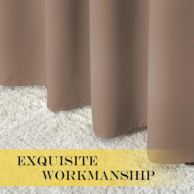NICETOWN Blackout Curtains for Sliding Glass Door Room Divider Noise Reduce Curtain Panel Portable Window Screen Sliding Partition, W100 x L102 inches, 1 Panel, Cappuccino