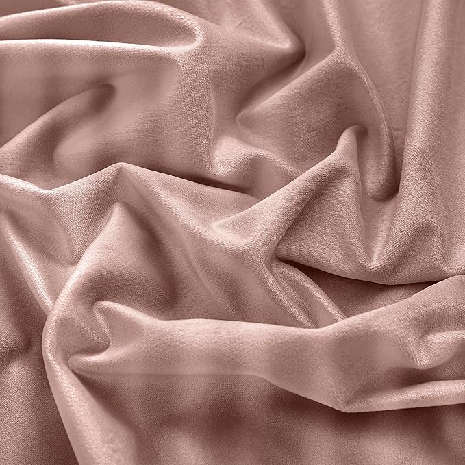RYB Home Dusty Pink Velvet Curtains 84 inches - Elegant Rod Pocket & Back Tab Blackout Curtains Thermal Insulated Noise Reducing Panels Soft Luxury Window Decor, W52 x L84 inches, 2 Panels