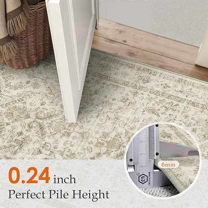 Taupe 2x3 Entryway Rug Vintage Area Carpet Indoor Kitchen Washable Door Mat Entrance Small Low Pile Traditional Distressed Retro Accent Throw Rug Non Slip Office Bathroom