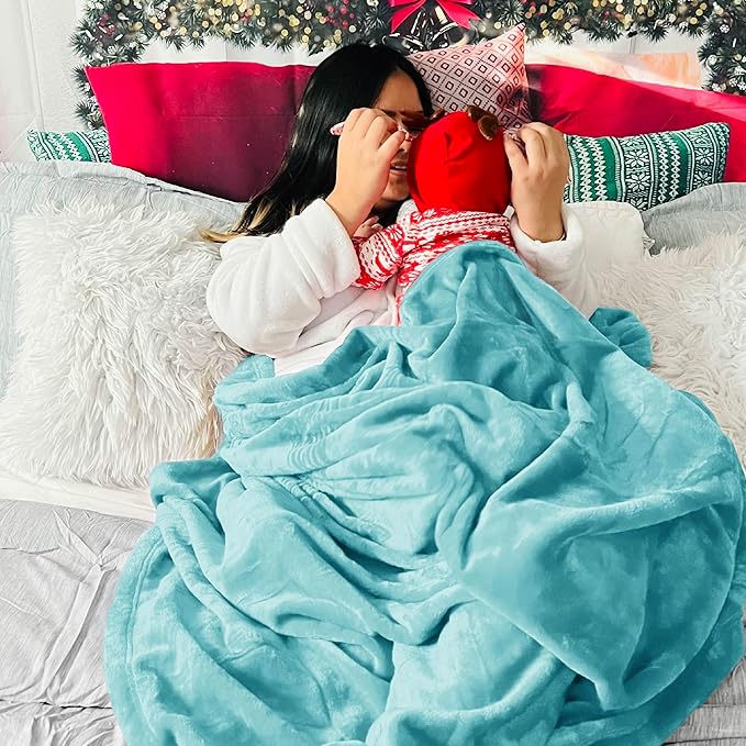 Bedsure GentleSoft Fleece Throw Blanket for Couch River Blue - Lightweight Plush Fuzzy Cozy Soft Blankets and Throws for Sofa, 50x60 inches