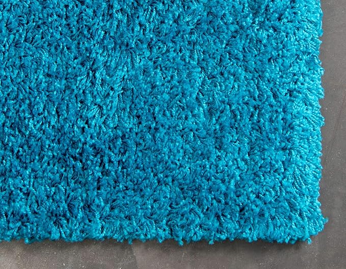Unique Loom Solid Shag Collection Area Rug (8' x 10' Rectangle, Turquoise)