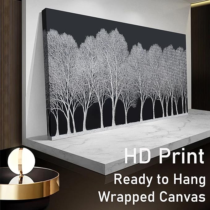 Trogonup Black and White Wall Art for Bedroom Large Forest Picture Landscape Tree Artwork for Living Room Home Office Modern Canvas Prints Ready to Hang 20"x40"