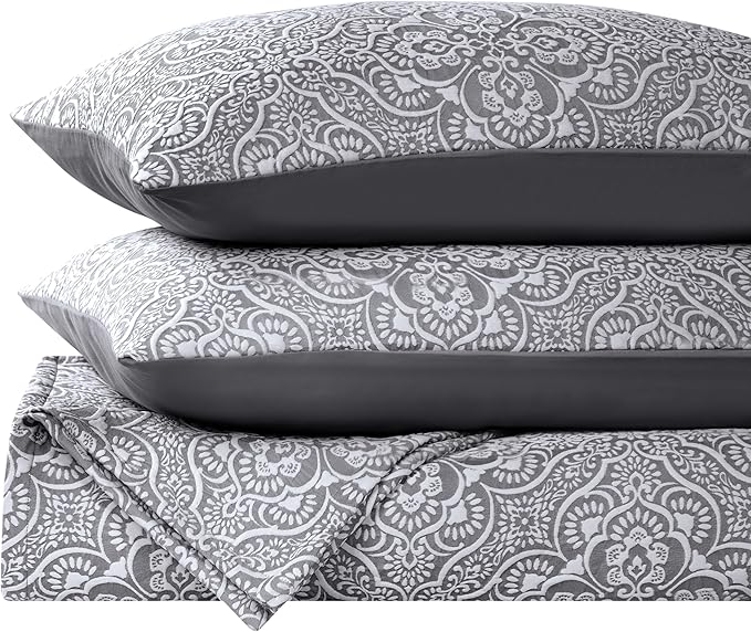 Superior 3 Piece Bedspread Set, Home Bed Decor, Decorative Bed Spread, 2 Pillow Shams, Medium Weight Blanket, Floral Matelasse Coverlet, Bedding Essentials, Enzy Collection, Full, Charcoal