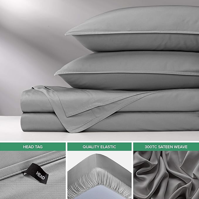 Pure Bamboo King Sheets, Genuine 100% Organic Viscose Derived from Bamboo Bed Sheet Set, Luxuriously Soft & Cooling, Double Stitching, 2 Year Quality Promise (King, Stone Grey)