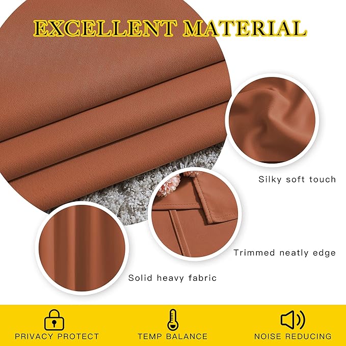 NICETOWN Blackout Curtain Panels 95" L - Window Treatment Energy Saving Thermal Insulated Solid Grommet Blackout Drapes for Living Room (Burnt Orange, 1 Pair, 80 by 95-Inch)