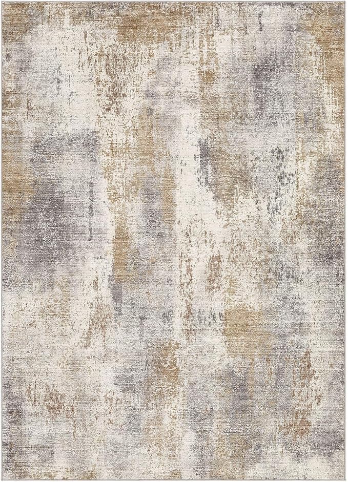 Area Rug Living Room Rugs - 6x9 Washable Soft Indoor Neutral Modern Abstract Low Pile Rug Carpet for Bedroom Dining Room Farmhouse Home Office - Brown Grey