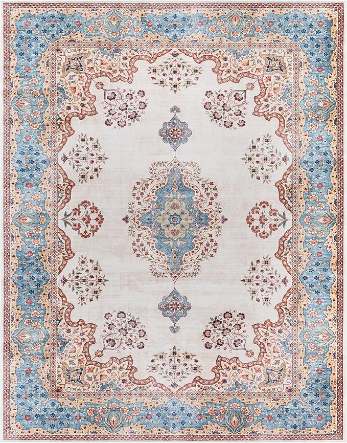 Gertmenian Indoor Boho Area Rug - 6x9 Medium, Non Slip, Super Strong, Ideal for High Traffic Areas in Bedroom, Living Room, Kitchen - Dainty Medallion, Multi, 24533