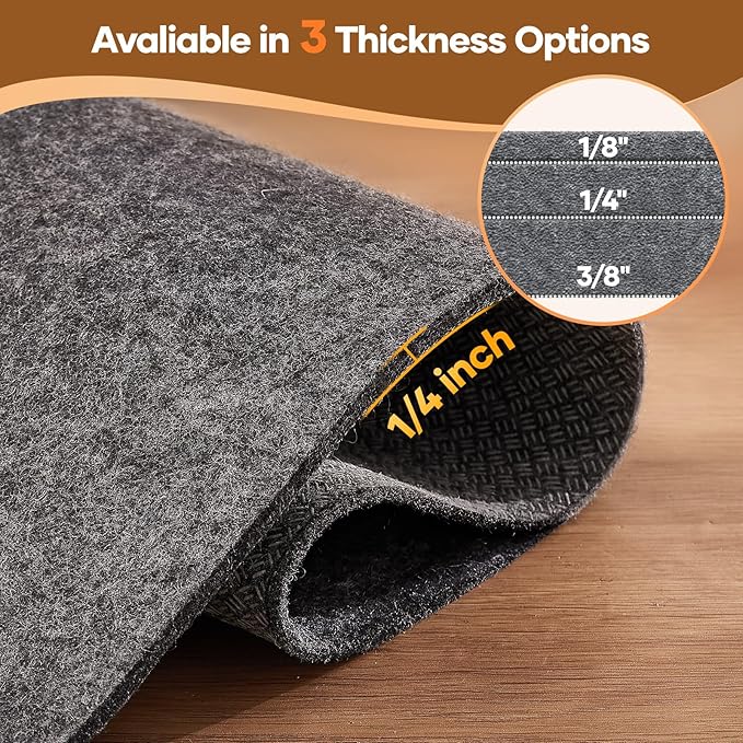 Veken Non Slip Cushioned Rug Pad Gripper 6 x 9 Ft, Felt and Silicone Backing, 1/4 inch Thick Carpet Liner for Hardwood Floors and Finishes, Under Area Rugs Anti Skid Mat, Keep Rugs Safe and in Place
